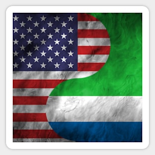 USA and  Sierra Leone Dual Flag Yin Yang Combination Sticker